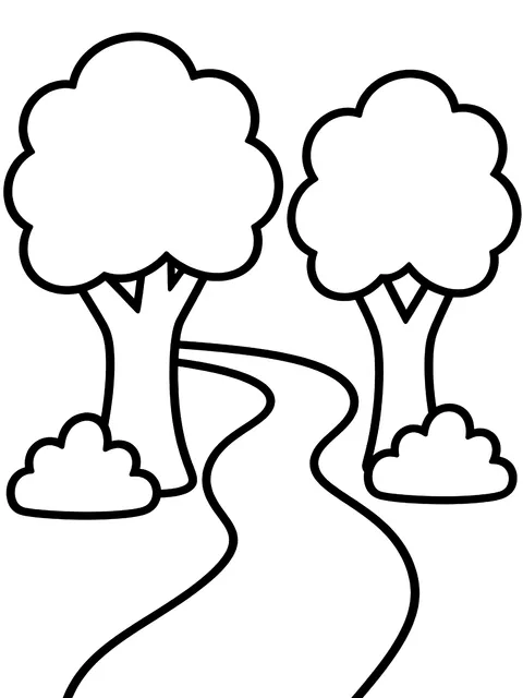 Easy Simple path between trees coloring page
