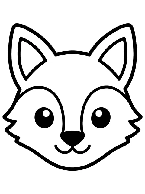 Easy Simple fox face coloring page