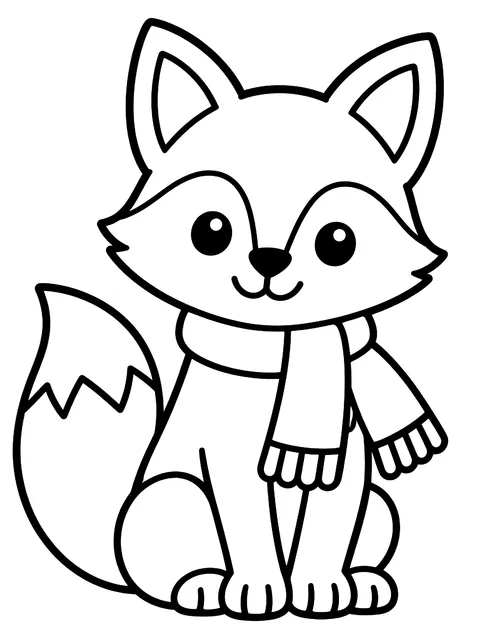 Easy Fox wearing a scarf coloring page