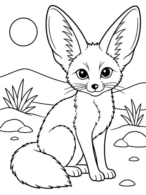 Fennec fox with big ears coloring page
