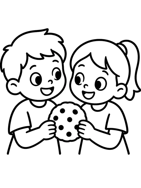 Easy Sharing a cookie coloring page