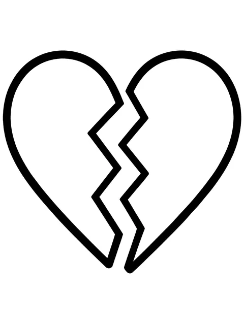 Easy Two halves of a heart coloring page