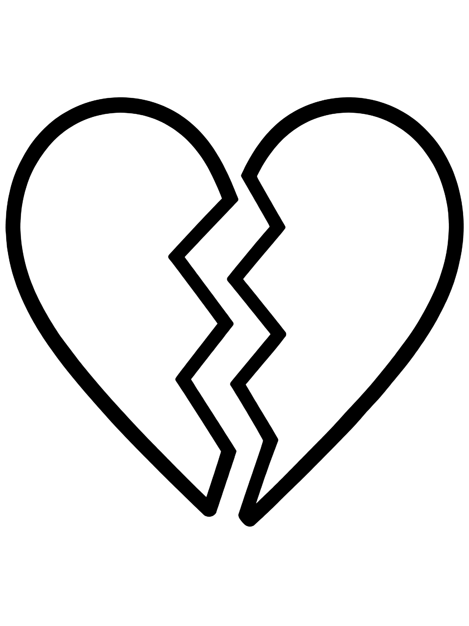 Easy Two halves of a heart coloring page