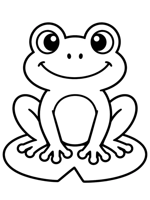 Easy Smiling frog on a lily pad coloring page