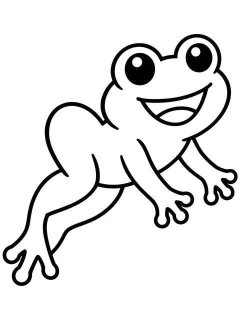 Easy Simple frog jumping coloring page