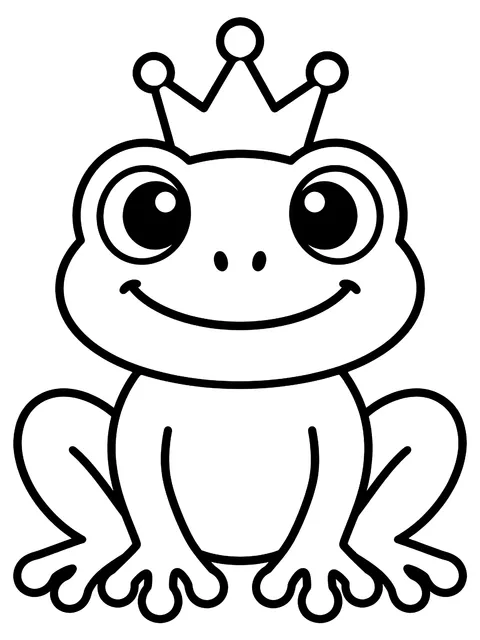 Easy Frog wearing a crown coloring page