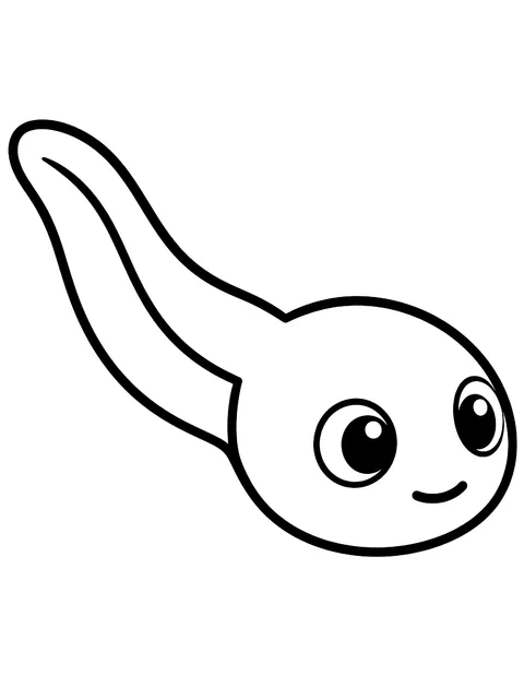 Easy Tadpole swimming coloring page