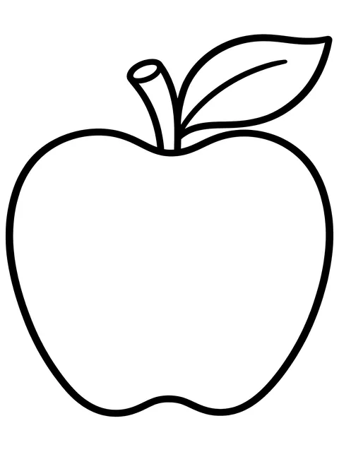 Easy Apple with a leaf coloring page