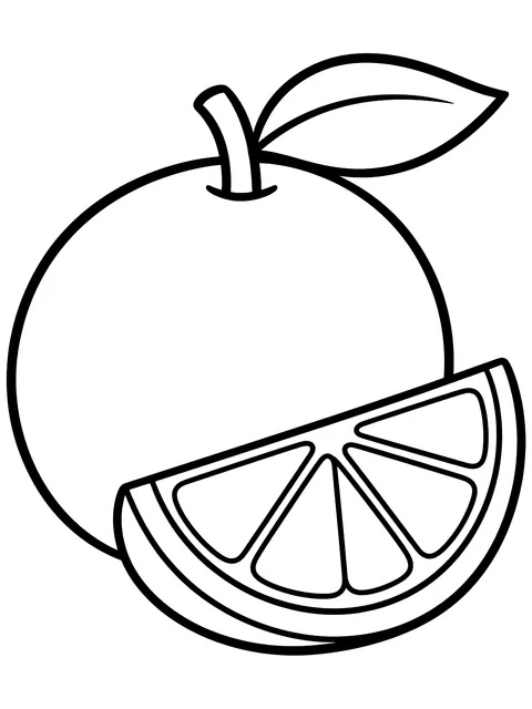 Easy Orange and an orange slice coloring page