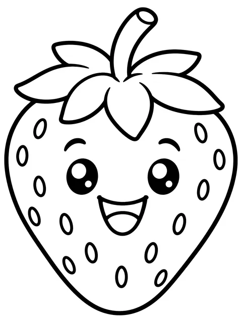 Easy Smiling strawberry coloring page