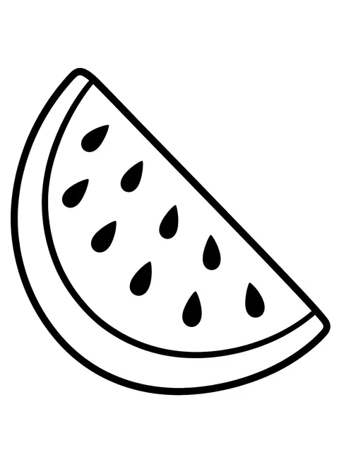 Easy Watermelon slice with seeds coloring page