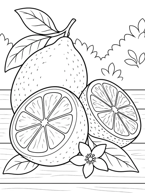 Lemon and lime halves coloring page