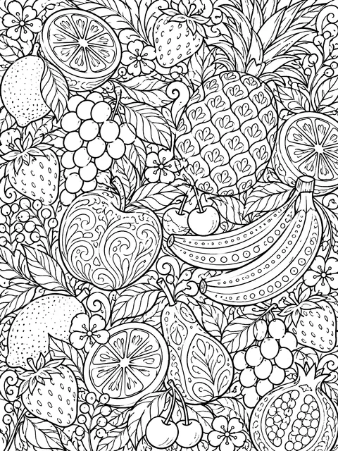 Detailed Fruit pattern page coloring page
