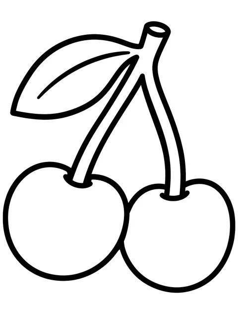 Easy Two cherries on a stem coloring page