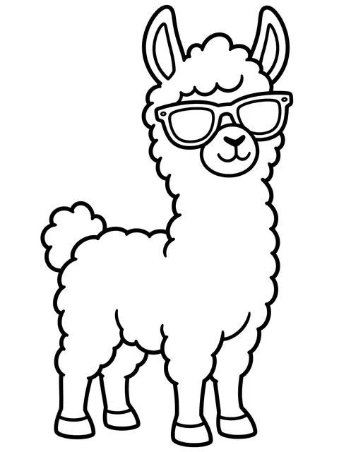 Easy Llama in sunglasses coloring page