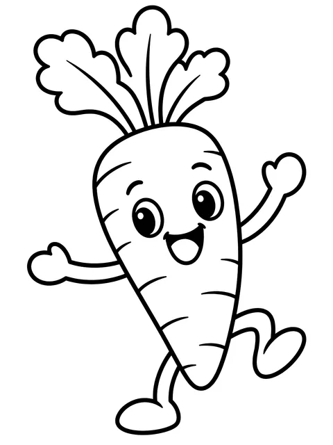 Easy Dancing carrot coloring page