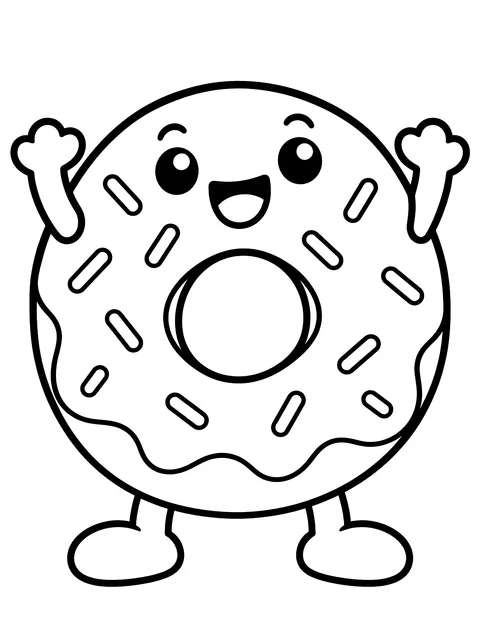 Easy Donut worry pun coloring page