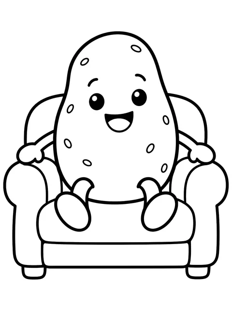 Easy Potato on a couch coloring page