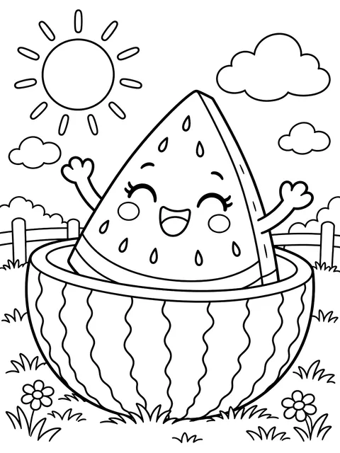One in a melon pun coloring page