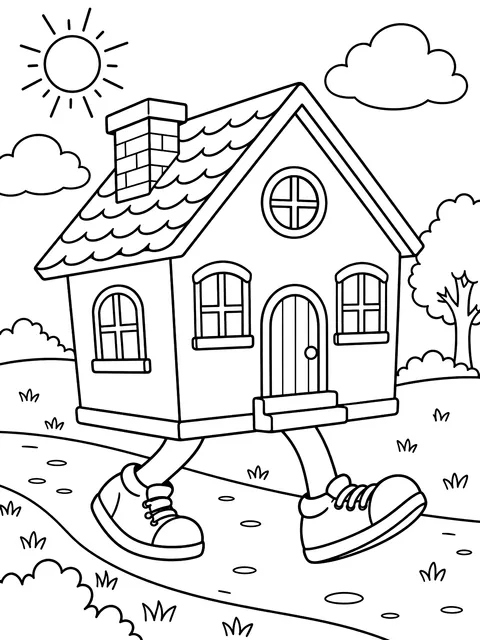 House wearing shoes coloring page