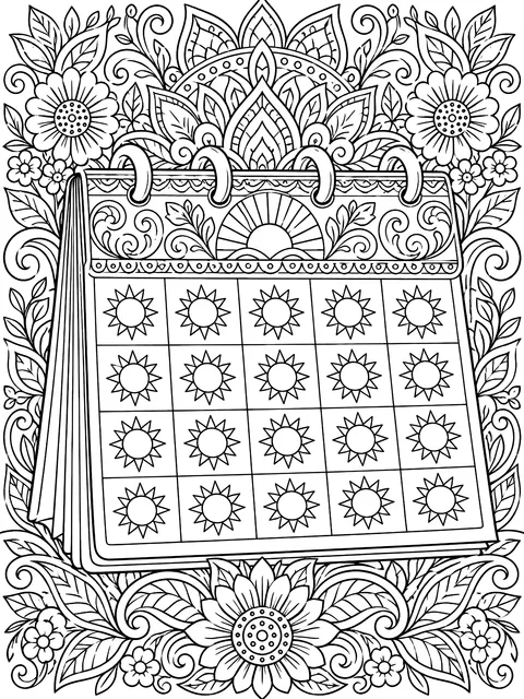 Detailed Calendar that is all Mondays coloring page