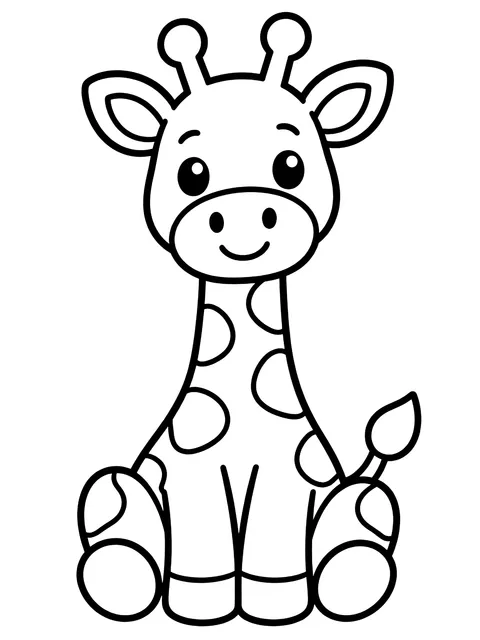 Easy Sitting giraffe coloring page