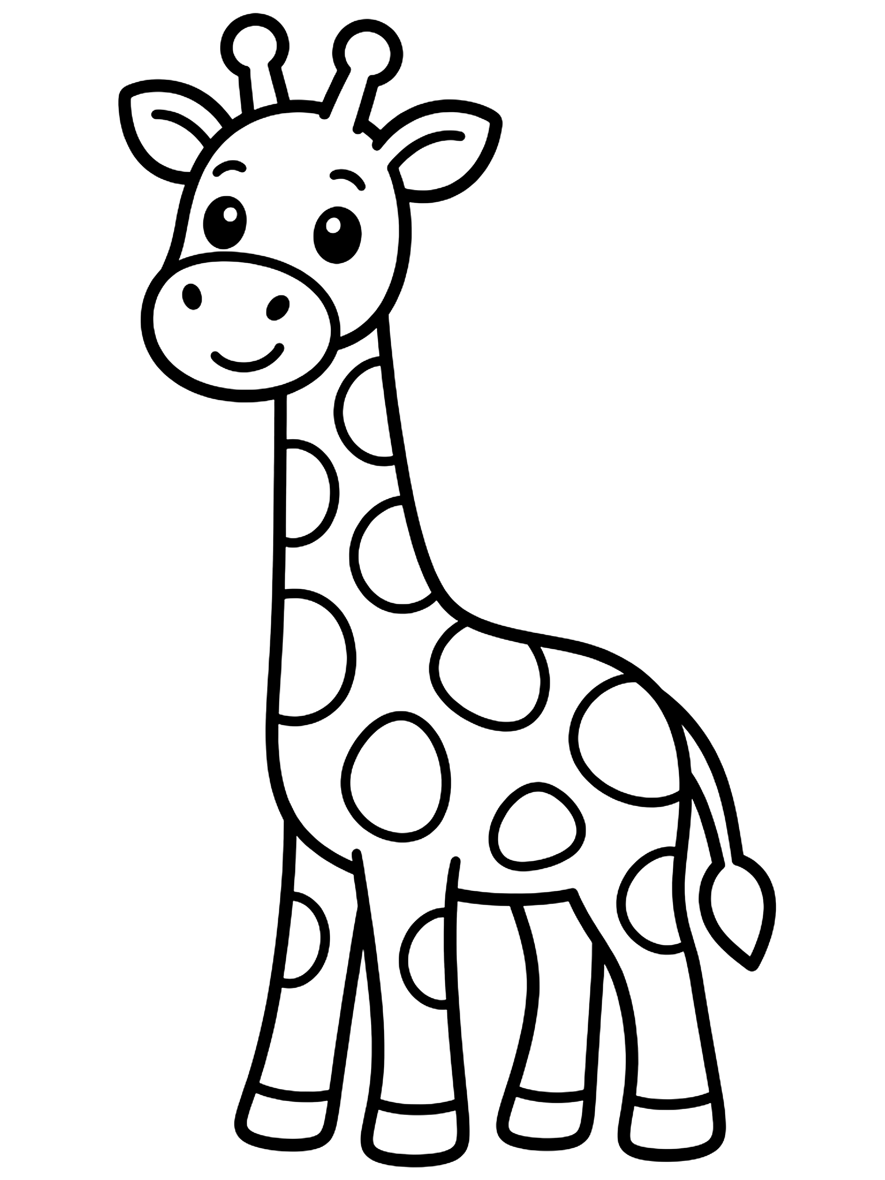 Easy Simple giraffe standing tall coloring page