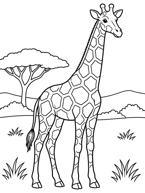 Masai giraffe with jagged patches coloring page