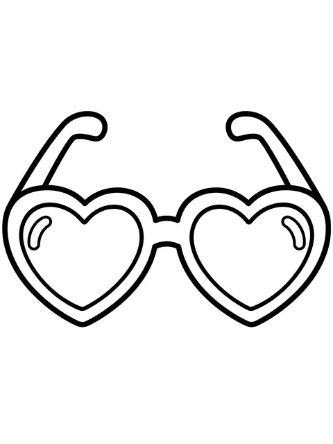 Easy Heart-shaped sunglasses coloring page
