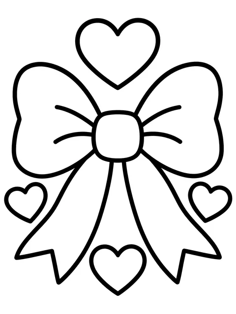 Easy Bows and hearts pattern coloring page