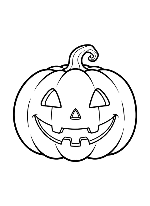 Easy Smiling jack-o'-lantern coloring page