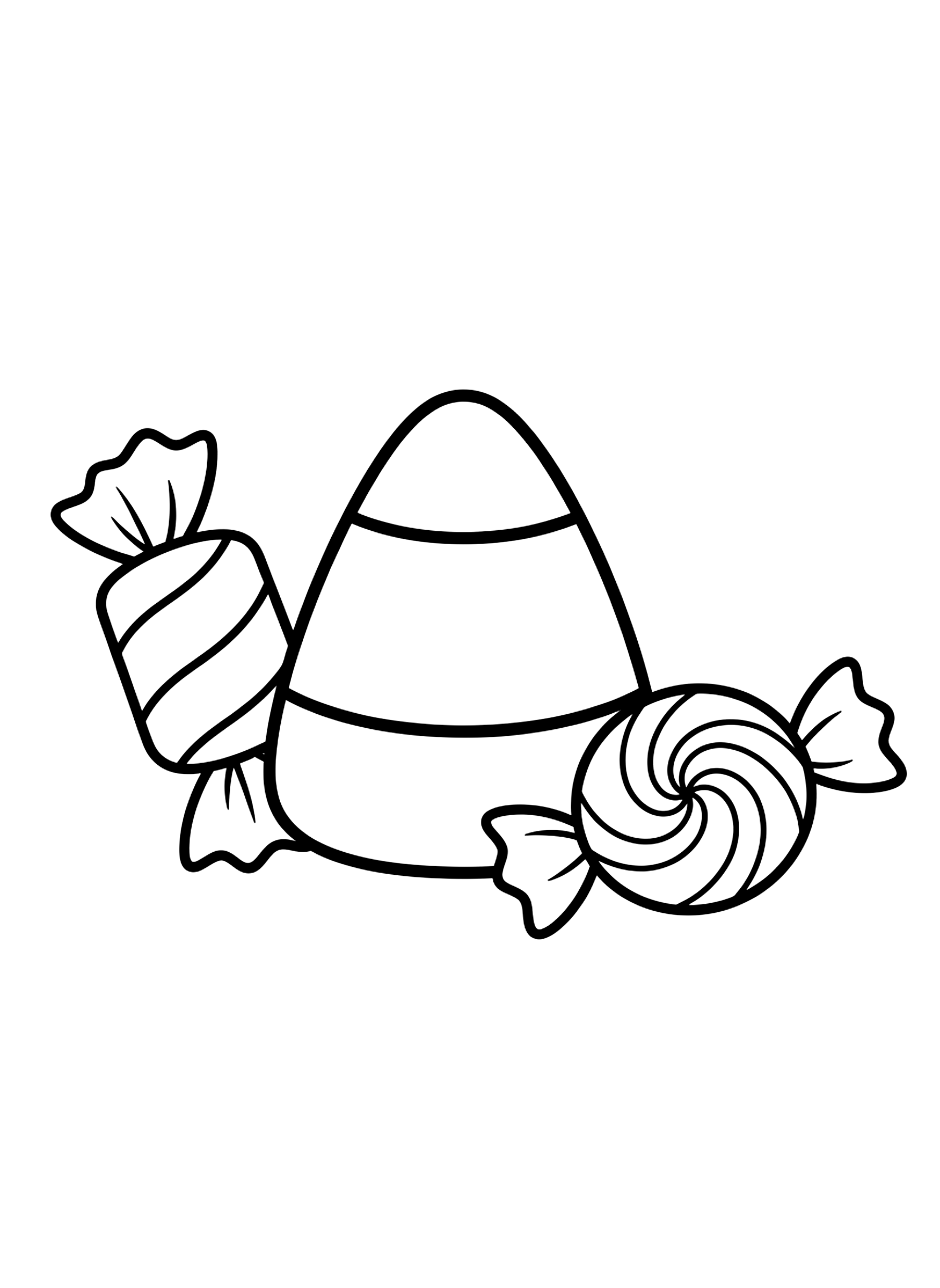 Easy Candy corn and wrapped treats coloring page