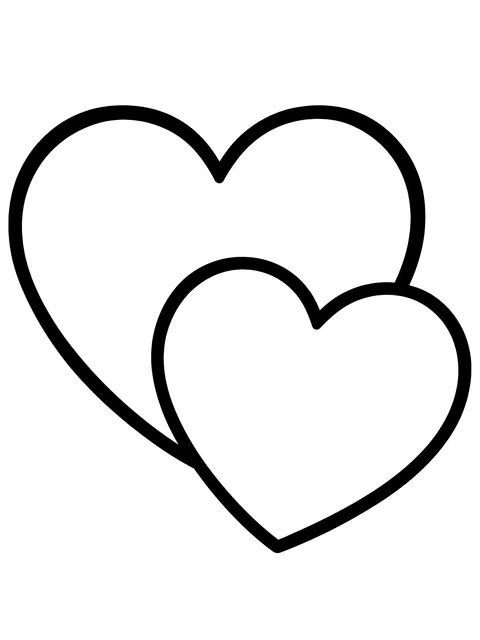 Easy Two overlapping hearts coloring page