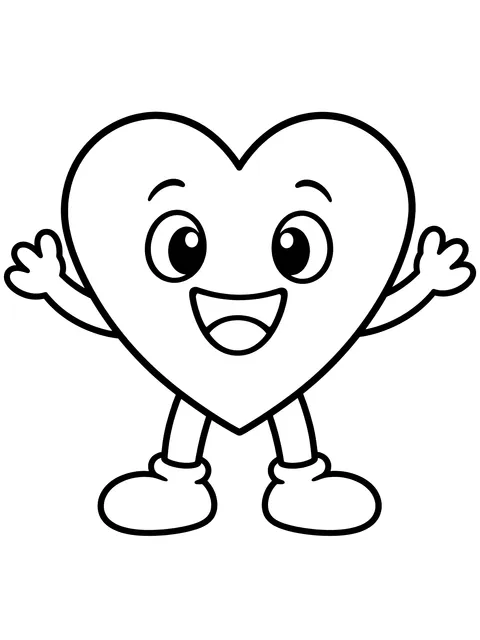 Easy Smiling heart with arms coloring page