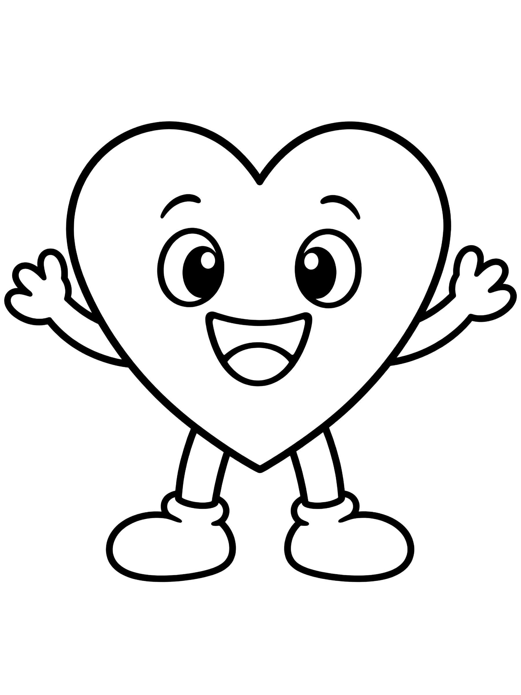 Easy Smiling heart with arms coloring page
