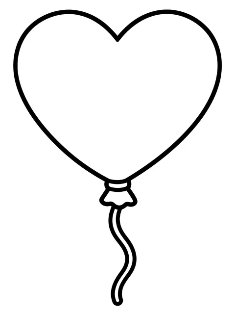 Easy Heart balloon on a string coloring page