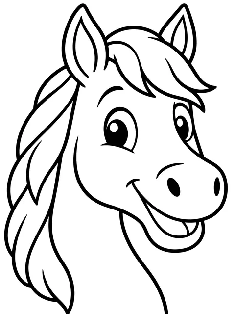 Easy Smiling horse head coloring page