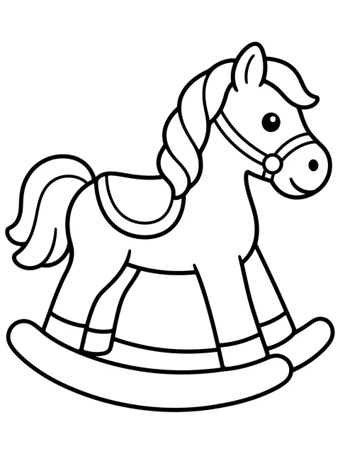 Easy Wooden rocking horse coloring page