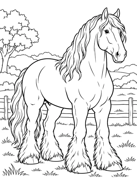 Clydesdale with feathered feet coloring page