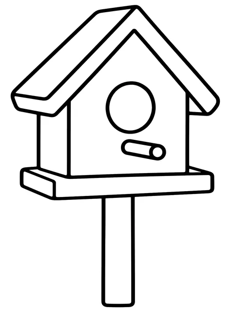 Easy Birdhouse on a post coloring page