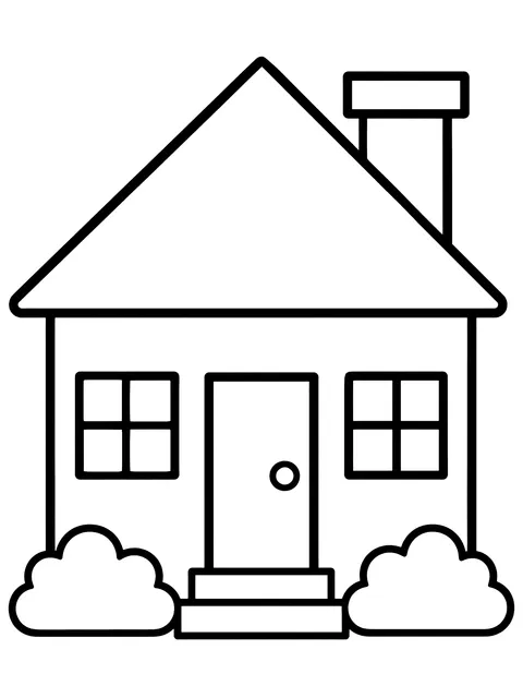 Easy House made of basic shapes coloring page