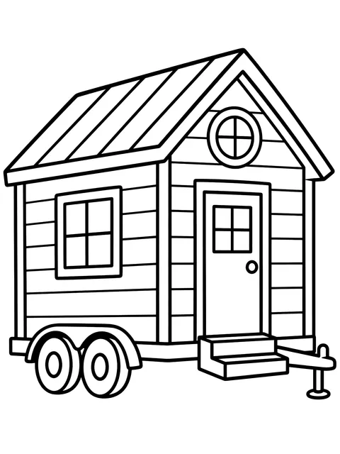 Easy Tiny house on wheels coloring page