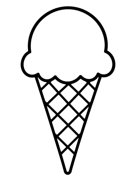 Easy Single scoop on a cone coloring page