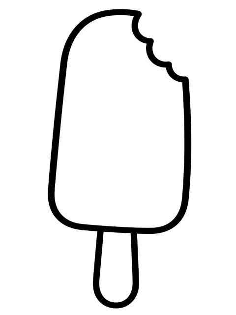 Easy Ice cream bar with a bite taken out coloring page