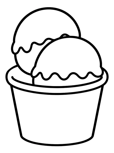 Easy Two scoops in a paper cup coloring page