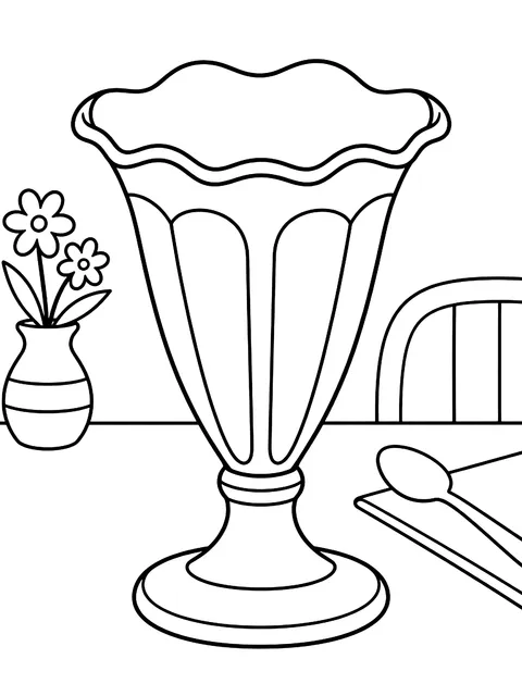 Empty sundae glass to fill coloring page