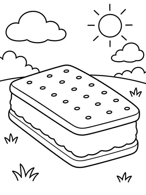 Ice cream sandwich coloring page