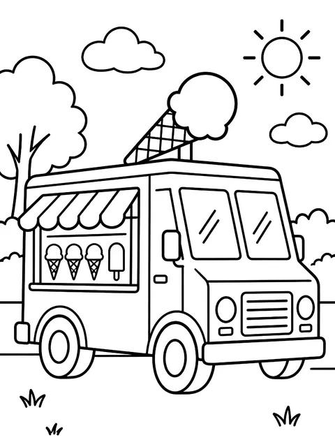 Ice cream truck coloring page