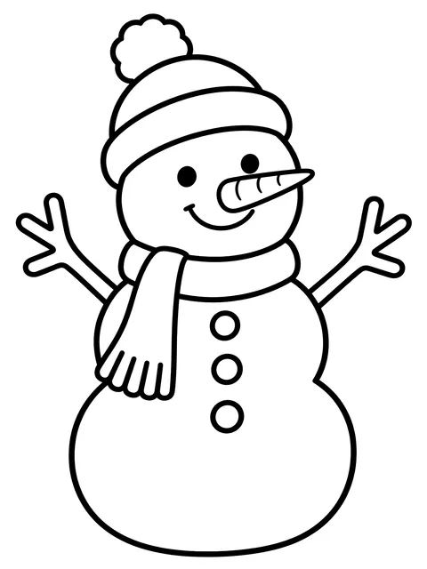 Easy Snowman in a front yard coloring page
