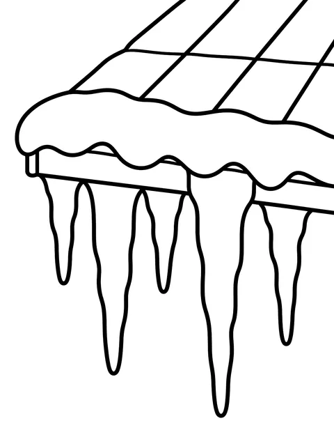 Easy Icicles hanging from a roof coloring page